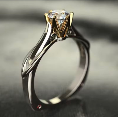 18K Gold Moissanite Ring