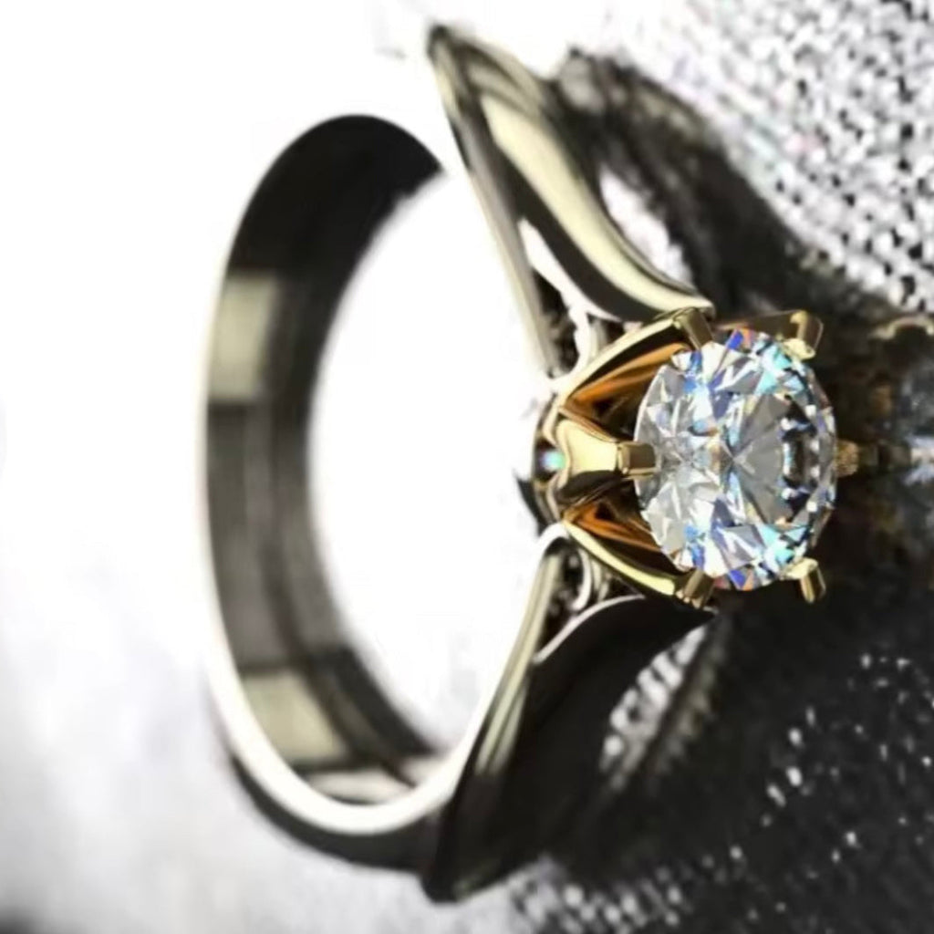 18K Gold Moissanite Ring